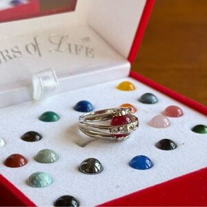 Vintage Sterling Silver Interchangeable Multi Stone Ring